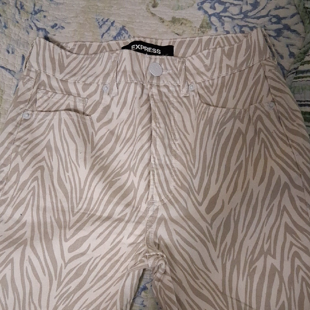 Express Beige Zebra Pattern Trousers
